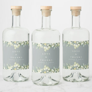 Etiqueta Para Botella De Licor Boda de invierno en verde espuma de mar+Snowberry+