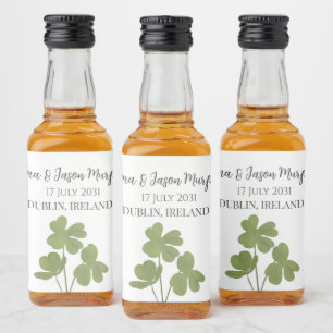 Etiqueta Para Botella De Licor Boda de la hoja de trébol de Irlanda verde moderna