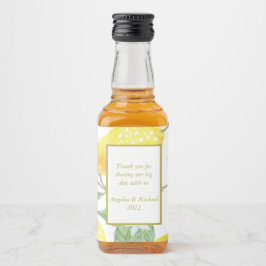 Etiqueta Para Botella De Licor Boda de las hojas verdes verdes de lémulas amarill