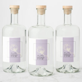 Etiqueta Para Botella De Licor Boda de lavanda de la planta de algodón botánico