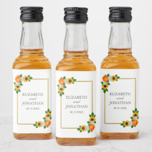 Etiqueta Para Botella De Licor Boda de marco dorado floral
