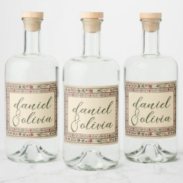 Etiqueta Para Botella De Licor Boda de Motif Étnico de Marco de Vintage