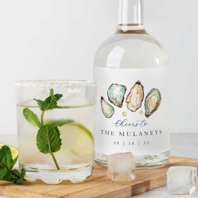 Etiqueta Para Botella De Licor Boda de ostión acuático costero (Subido por el creador)