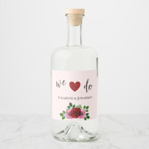 Etiqueta Para Botella De Licor Boda de rosas rojas y rosas