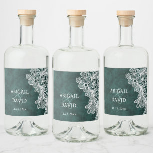 Etiqueta Para Botella De Licor Boda de terciopelo verde esmeralda