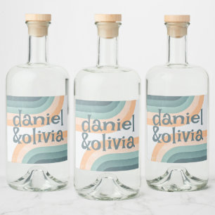 Etiqueta Para Botella De Licor boda del arcoiris de los años 70