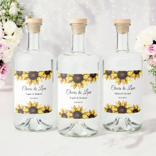 Etiqueta Para Botella De Licor Boda del girasol anima la floral