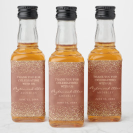 Etiqueta Para Botella De Licor Boda Elegante Terracota con Brillo Dorado