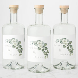 Etiqueta Para Botella De Licor Boda Eucalyptus minimalista Blanco