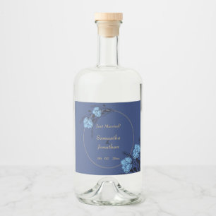 Etiqueta Para Botella De Licor Boda Fancy Blue Flower