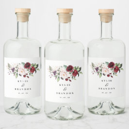 Etiqueta Para Botella De Licor Boda floral color de color rosa Rubor