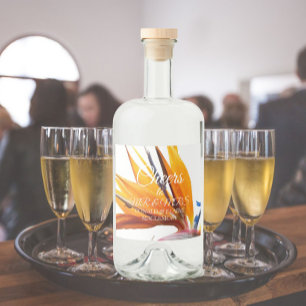 Etiqueta Para Botella De Licor Boda floral de ave tropical del paraíso