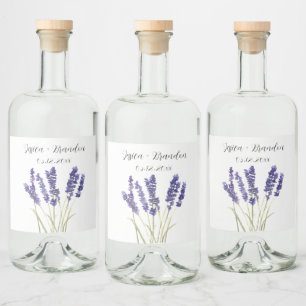 Etiqueta Para Botella De Licor Boda floral de color morado de agua de lavanda