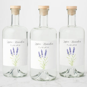 Etiqueta Para Botella De Licor Boda floral de color morado de agua de lavanda