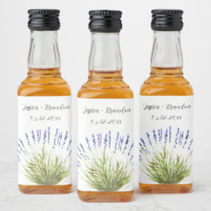 Etiqueta Para Botella De Licor Boda floral de color morado de agua de lavanda