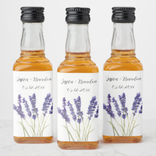 Etiqueta Para Botella De Licor Boda floral de color morado de agua de lavanda