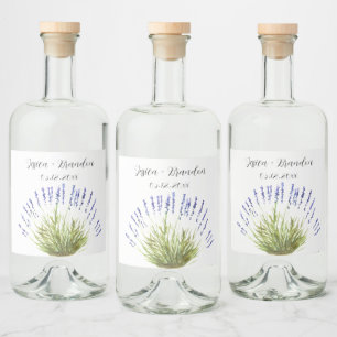 Etiqueta Para Botella De Licor Boda floral de color morado de agua de lavanda