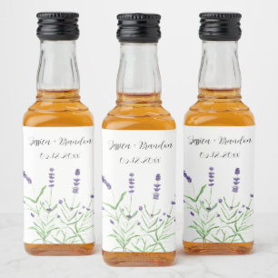 Etiqueta Para Botella De Licor Boda floral de color morado de agua de lavanda