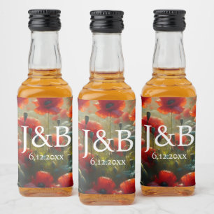 Etiqueta Para Botella De Licor Boda floral de pipetas rojas personalizado