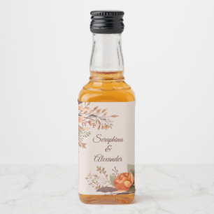 Etiqueta Para Botella De Licor Boda floral rugoso de color de agua de otoño licor