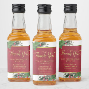 Etiqueta Para Botella De Licor Boda Mini de Agradecimiento Festivo de Acebo y Pin