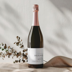 Etiqueta Para Botella De Licor Boda Minimalista ultracontemporáneo negro y blanco