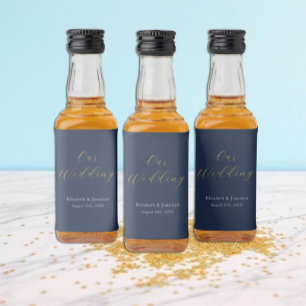 Etiqueta Para Botella De Licor Boda Opulenta Azul