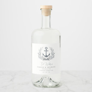 Etiqueta Para Botella De Licor Boda personalizado de la costa de Anchor