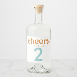 Etiqueta Para Botella De Licor Boda Retro Moderno de la playa Número de tabla