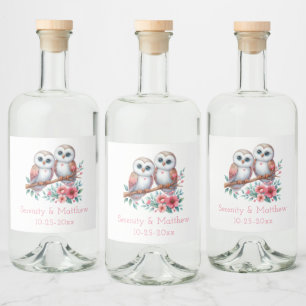 Etiqueta Para Botella De Licor Boda Rústica Boho de Bosque de Búhos