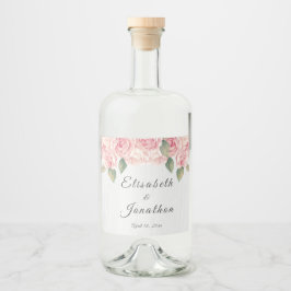 Etiqueta Para Botella De Licor Boda Rústico Rubor Floral White Wood