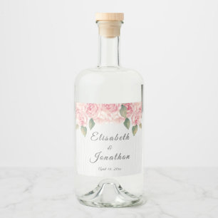 Etiqueta Para Botella De Licor Boda Rústico Rubor Floral White Wood