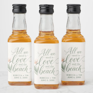 Etiqueta Para Botella De Licor Boda Tropical de Playa con Ave del Paraíso