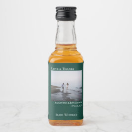 Etiqueta Para Botella De Licor Boda verde esmeralda foto amor y gracias mini