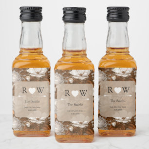 Etiqueta Para Botella De Licor Bodas Modernas con Tema de Gardenias de Oro Atempo