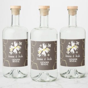 Etiqueta Para Botella De Licor Bonito Bee Floral Daisy Blanco Amarillo