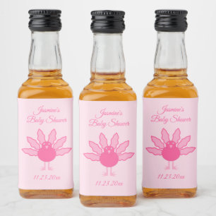 Etiqueta Para Botella De Licor Bonito Niña Bebé Rosa Agradecimiento Personalizado
