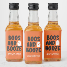 Etiqueta Para Botella De Licor Boos y Booze Naranja fantasma de Halloween para ad