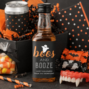 Etiqueta Para Botella De Licor Boos y licor Naranja Negro Fantasma Halloween