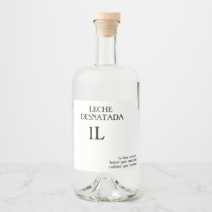 Etiqueta Para Botella De Licor Botella de leche desnatada 1L.