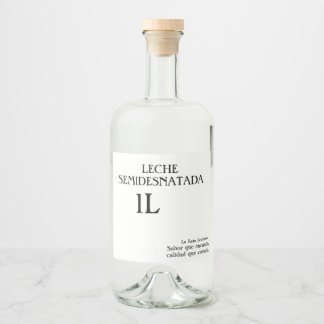 Etiqueta Para Botella De Licor Botella de leche semidesnatada 1L.