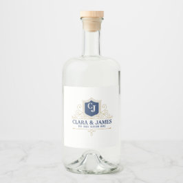 Etiqueta Para Botella De Licor Bride And Groom Monogram Names Elegant Weeding