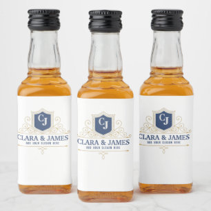 Etiqueta Para Botella De Licor Bride And Groom Monogram Names Elegant Weeding