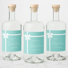 Etiqueta Para Botella De Licor Bride & Co Elegante Lazo de Cinta Blanca Despedida
