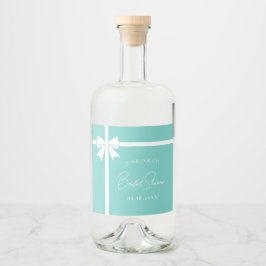 Etiqueta Para Botella De Licor Bride & Co Elegante Lazo de Cinta Blanca Despedida