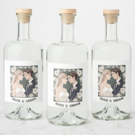 ETIQUETA PARA BOTELLA DE LICOR BRIDE Y GROOM