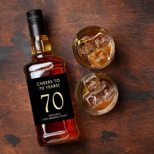 Etiqueta Para Botella De Licor Brindis por 70 años Cumpleaños 70 Black Gold