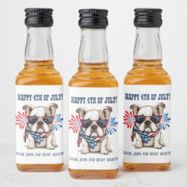 Etiqueta Para Botella De Licor Bulldog 4 de Julio Día de la Independencia Rojo Bl