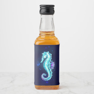 Etiqueta Para Botella De Licor caballito de mar de hielo de cristal sobre fondo a