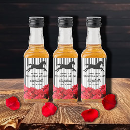 Etiqueta Para Botella De Licor Caballo de carreras y Rosas Black White Stripes De